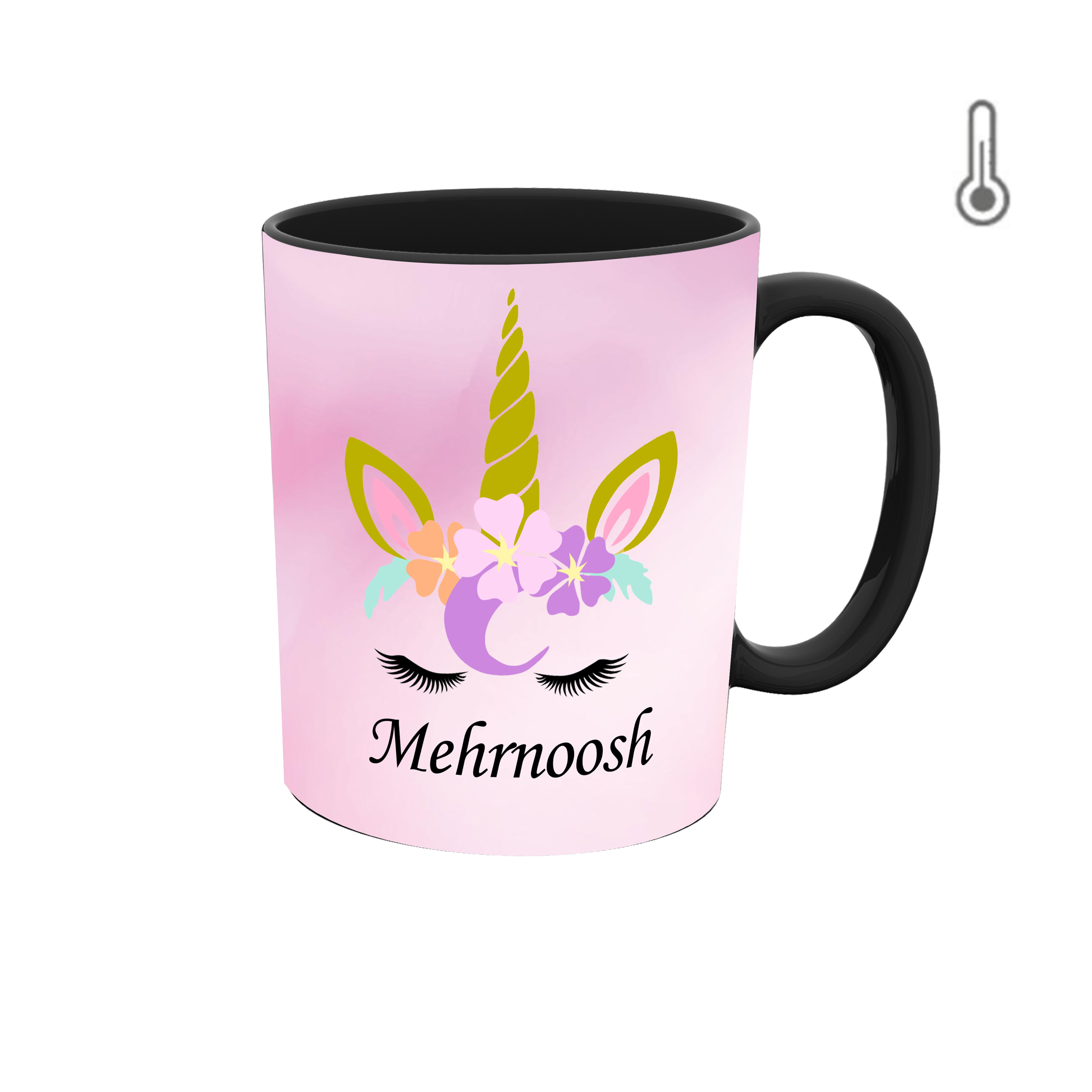 ماگ حرارتی طرح اسم مهرنوش مدل unicorn