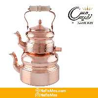 کتری و قوری مسی دسته چوبی مدل سلین