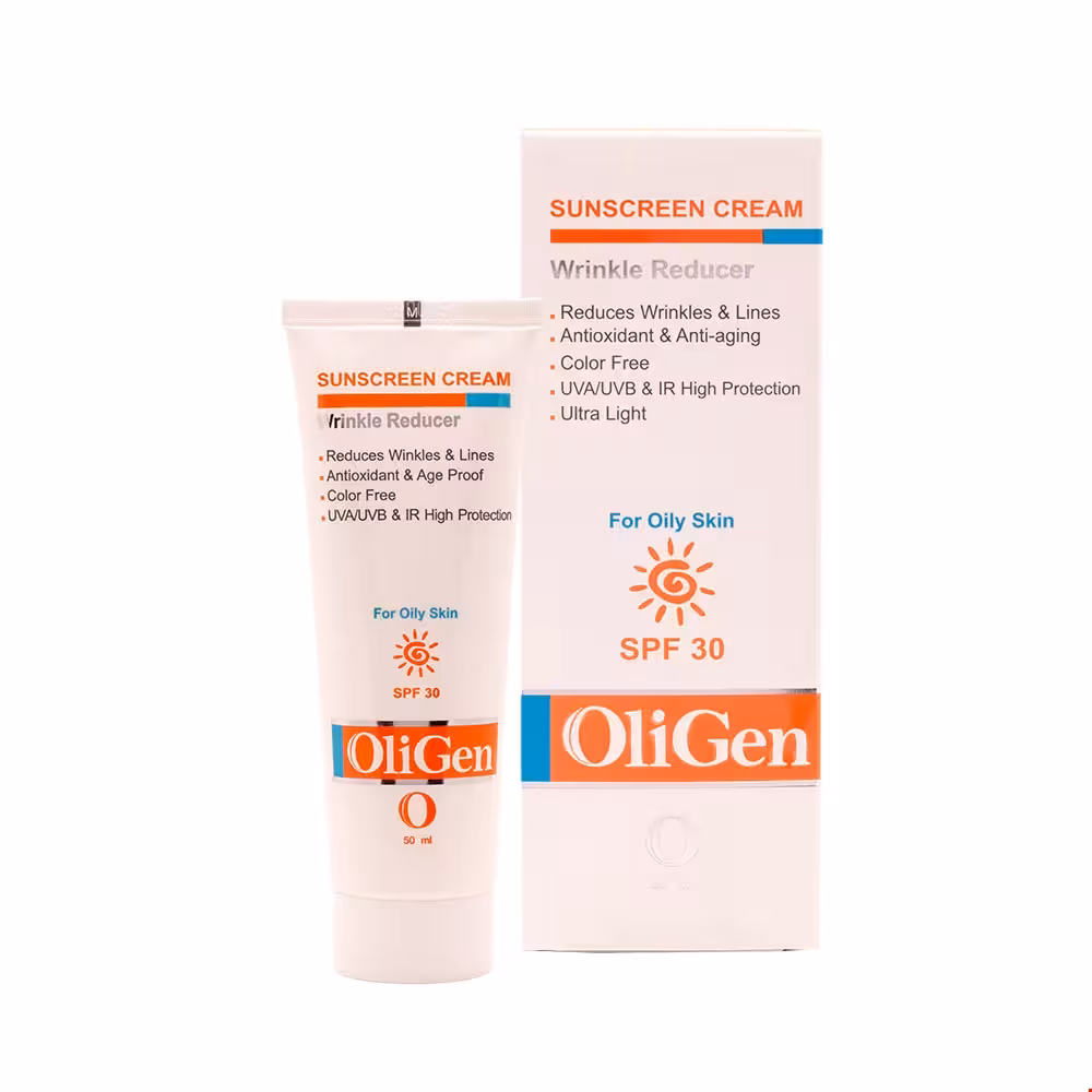 کرم ضد آفتاب و ضد چروک بی رنگ SPF30 مناسب پوست چرب الی ژن 50 میلی لیتری
