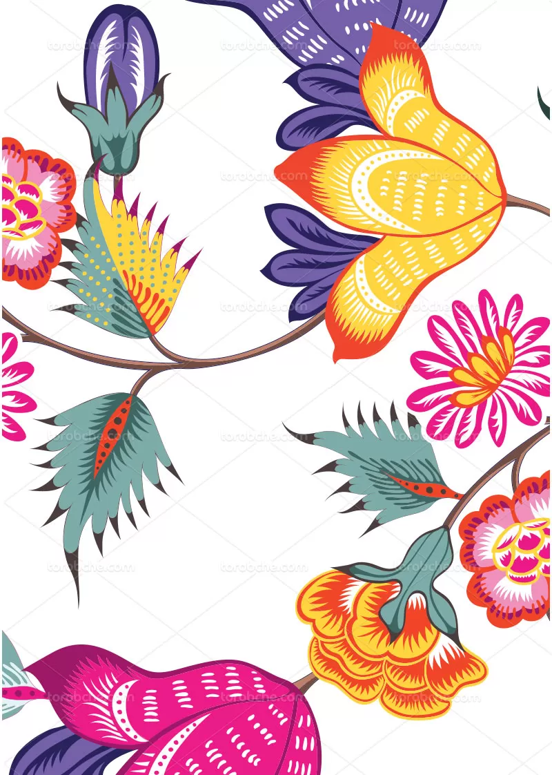 وکتور گل و بوته رنگی | گرافیک با طعم تربچه