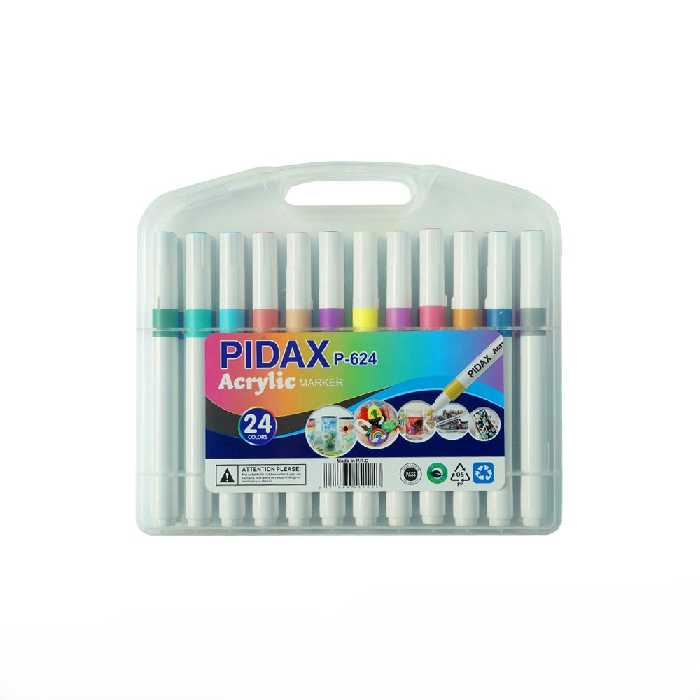 ماژیک 24 رنگ اکریلیک جعبه طلقی پیداکس کد P624
