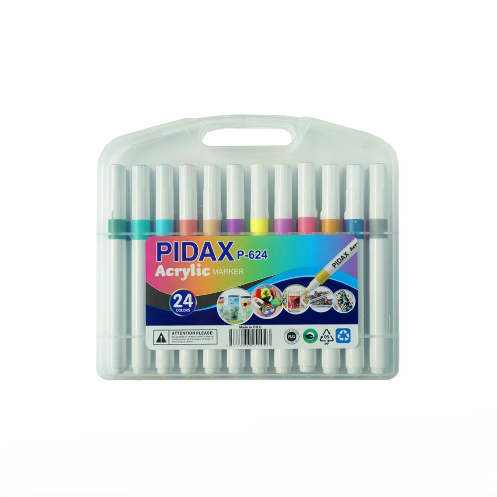 ماژیک 24 رنگ اکریلیک جعبه طلقی پیداکس کد P624