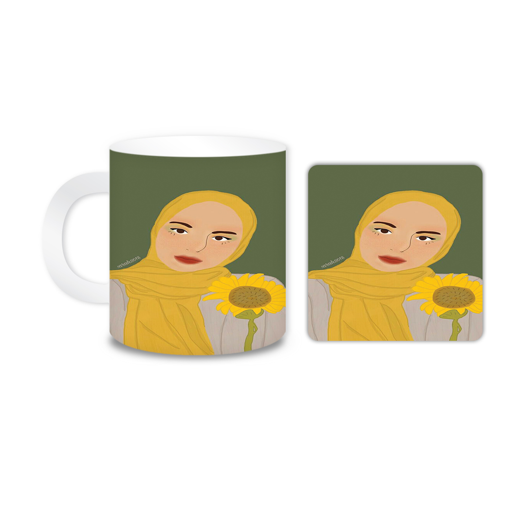 ماگ مدل دختر کد 1368 به همراه زیر لیوانی