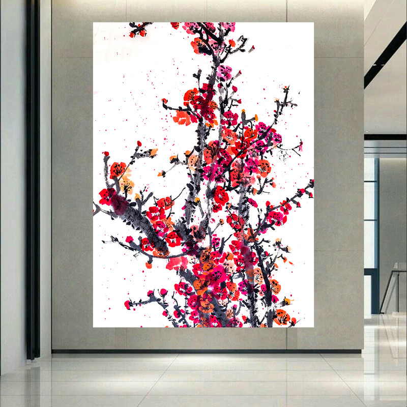 تابلو شاسی مخمل طرح شکوفه های رنگی کد AR31290 | دنیای قاب