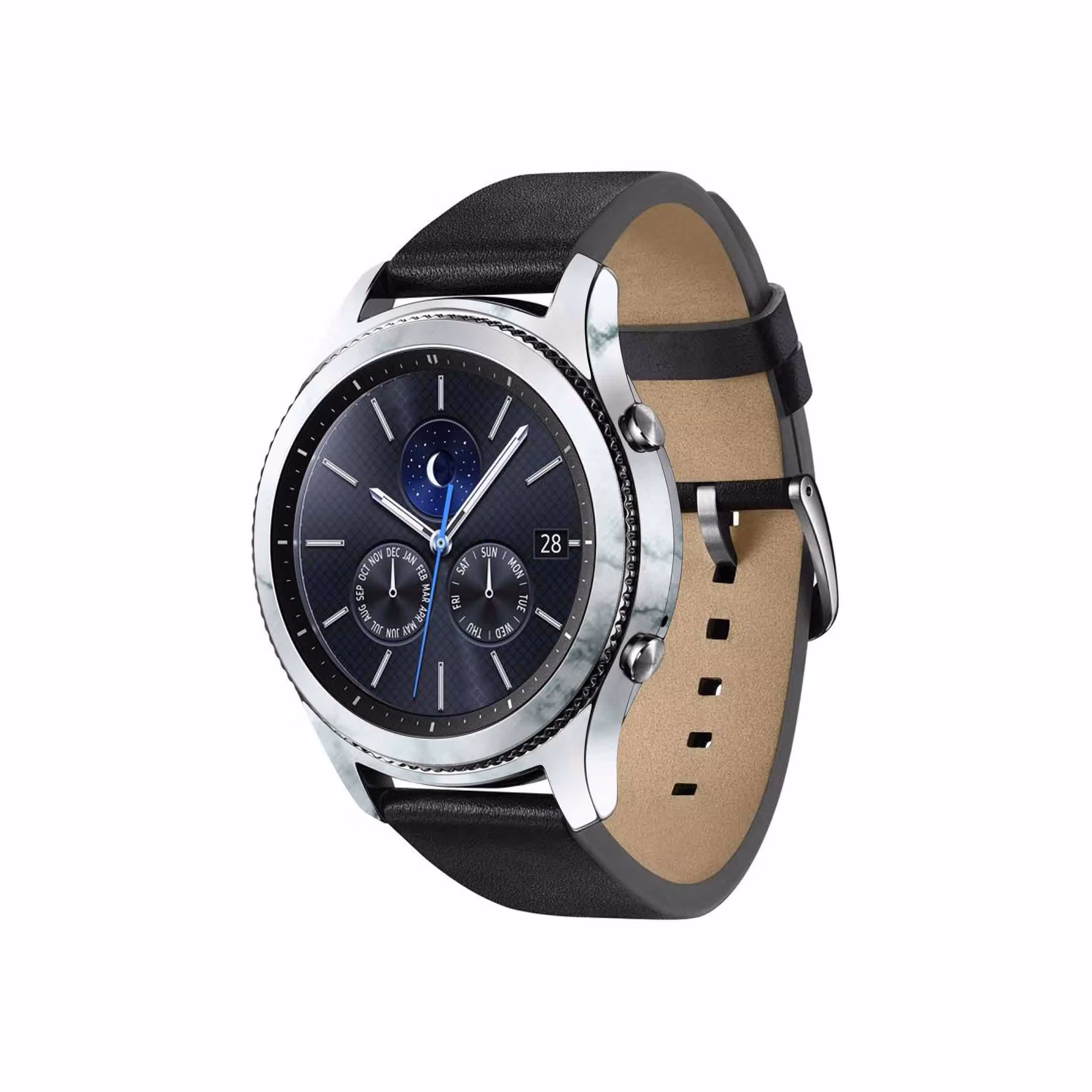 برچسب ماهوت طرح Blanco-Smoke-Marble مناسب برای ساعت هوشمند سامسونگ Galaxy Gear S3 Classic