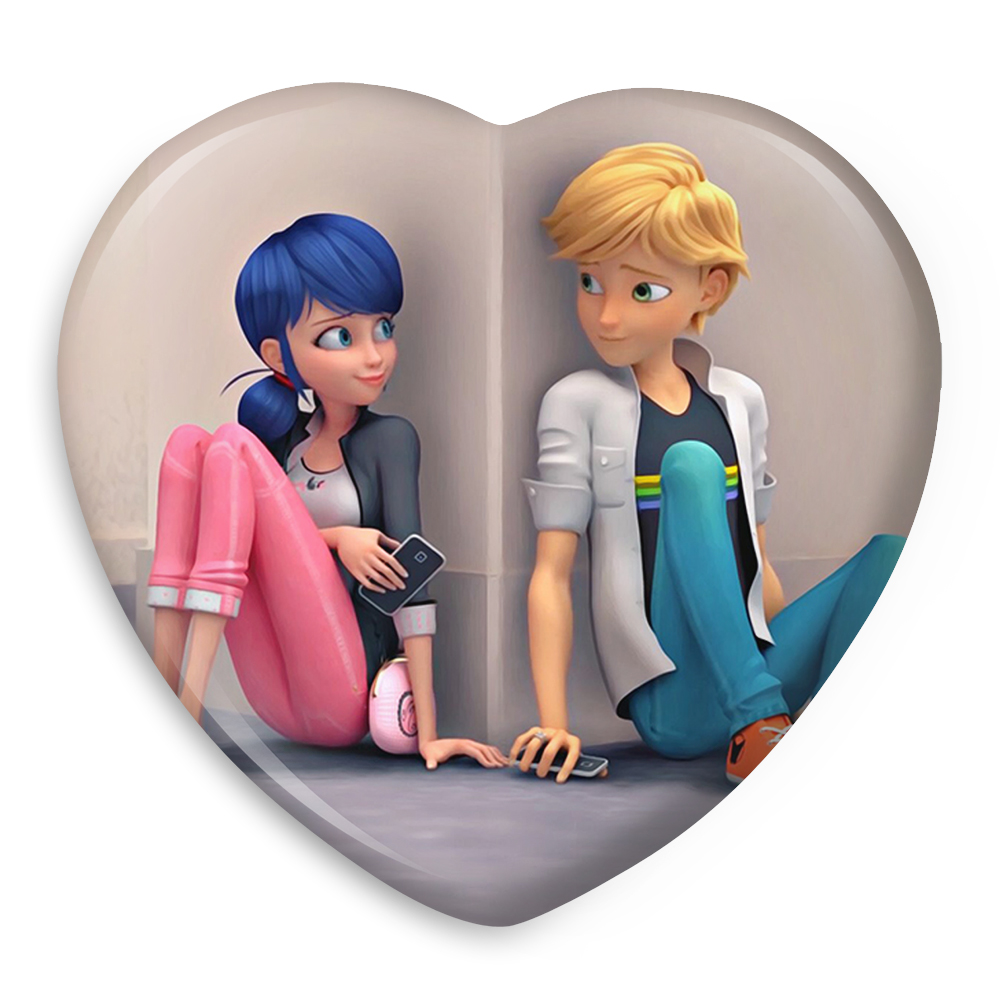 پیکسل خندالو طرح دختر کفشدوزکی و پسر گربه ای مدل قلبی کد 3527