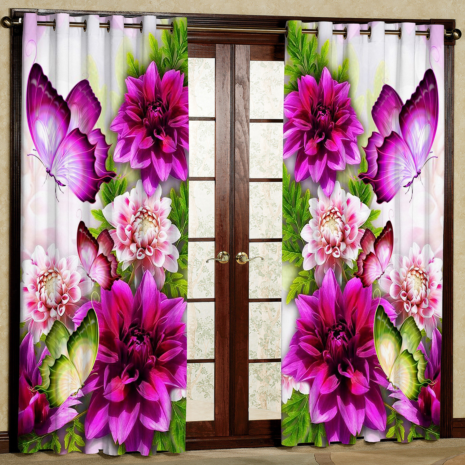 پرده مدل گل و پروانه هازان کد 4235 سایز 140x200 سانتی متر