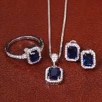 نیم ست طرح یاقوت کبود زنانه کد 27100 - جواهری مشاهیر