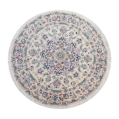 فرش دستباف یک و نیم متری طرح گرد مدل نایین D