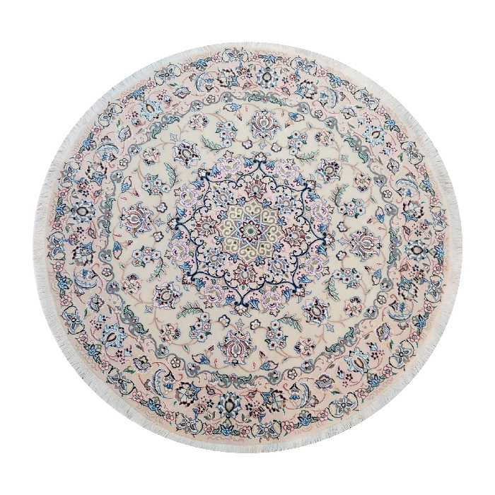 فرش دستباف یک و نیم متری طرح گرد مدل نایین D