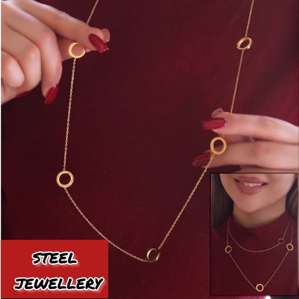 گردنبند کد11411 رو لباسی.استاینلس استیل.با آبکاری طلا.ضد حساسیت.رنگ ثابت