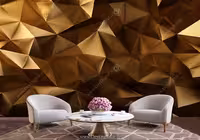 پوستر یواری سه بعدی طرح مثلث های طلایی HQ-1694