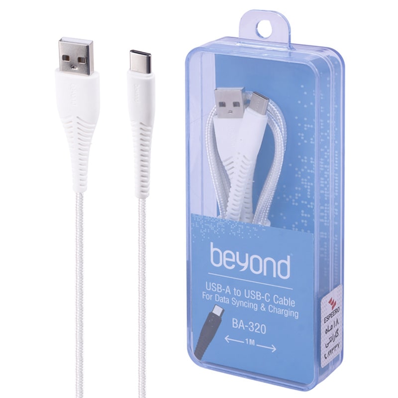 کابل 1 متری تایپ سی فست شارژ بیاند مدل BEYOND BA-320 2A 1M USB TO TYPE-C CABLE