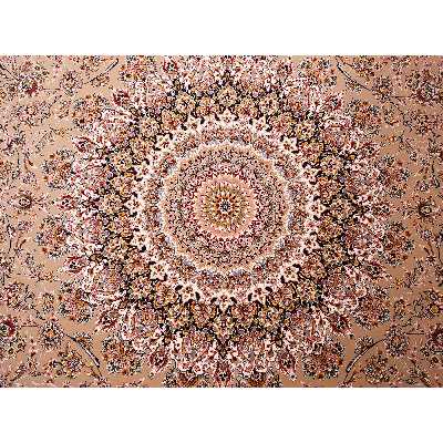 فرش ماشینی زمرد مشهد مدل 45003 زمینه نسکافه ای