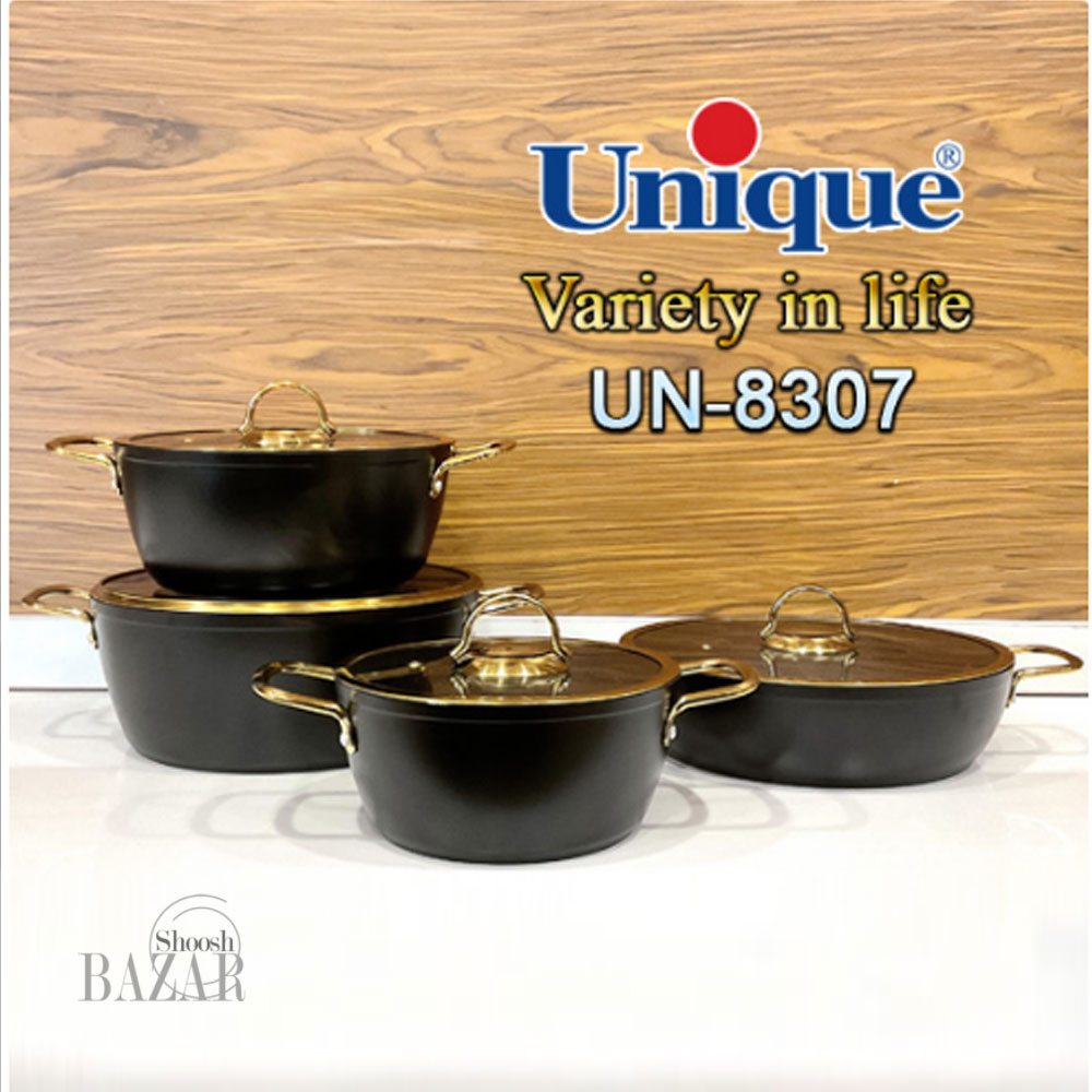 سرویس 8 پارچه بدنه مشکی درب فلت طلایی یونیک کد 8307