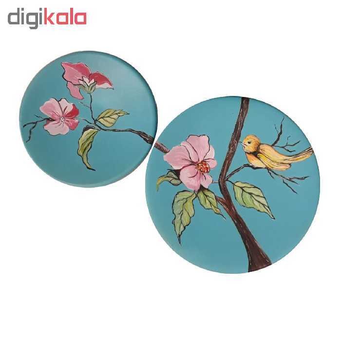 بشقاب دیوارکوب سفالی طرح پرنده کد D56-A مجموعه 3 عددی