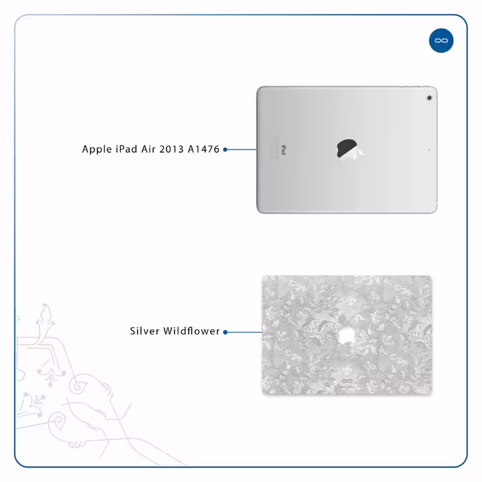 برچسب پوششی ماهوت مدل Silver-Wildflower مناسب برای تبلت اپل iPad Air 2013 A1476