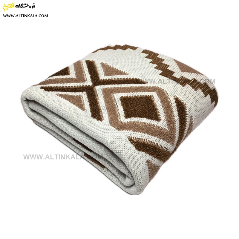 شال مبل بافت سوپر (تراکم بالا) طرح پانچو سایز 150×200 رنگ قهوه ای منگوله دار