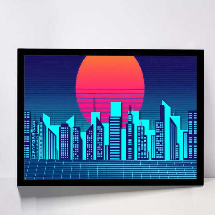 تابلو مدل retro city کد F-15023 | دنیای قاب