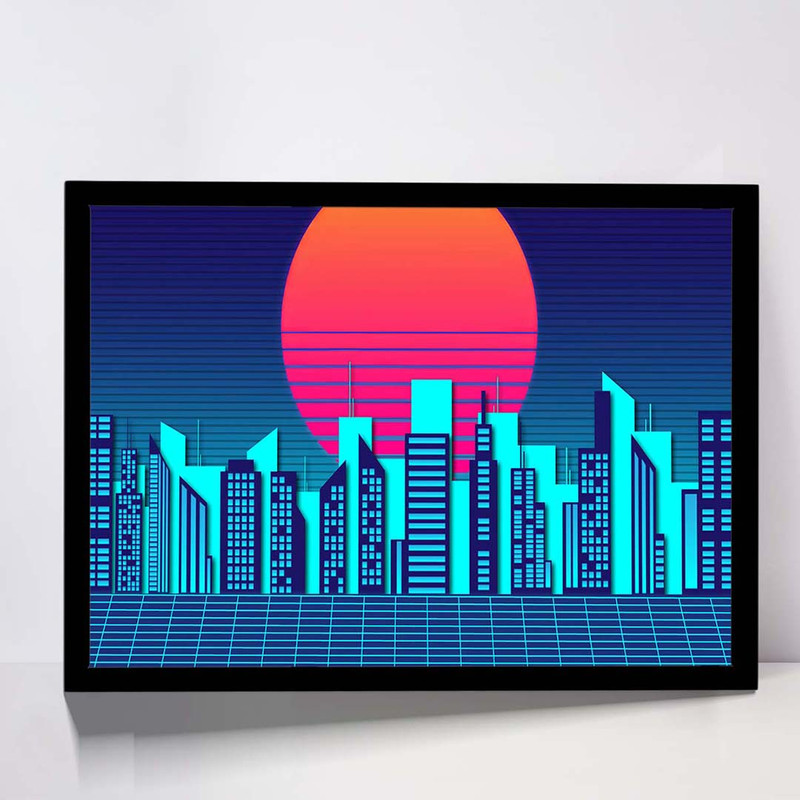 تابلو مدل retro city کد F-15023 | دنیای قاب