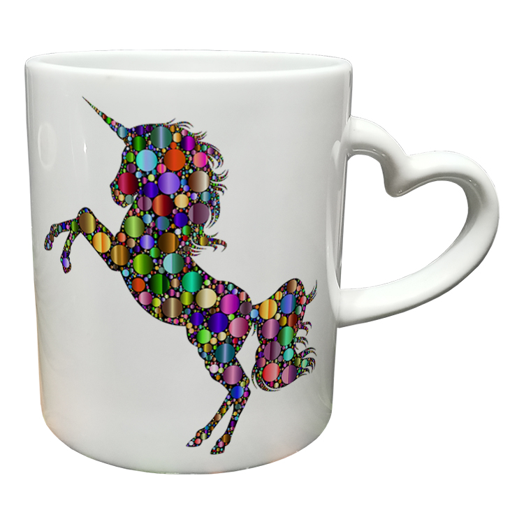 ماگ مدل دسته قلبی طرح یونیکورن کد 36