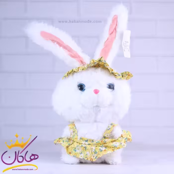 عروسک خرگوش لباس زرد گل‌ گلی | 1750114/2
