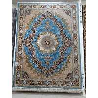 فرش ماشینی 1200 شانه اصل تراکم 3600 طرح آروانا زمینه آبی 12 متری جنس اکرولیک