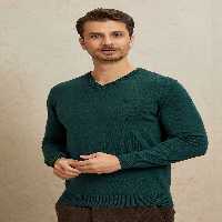 پلیور سبز مردانه BORG V NECK ژاکت تیره اسمایل SMILE