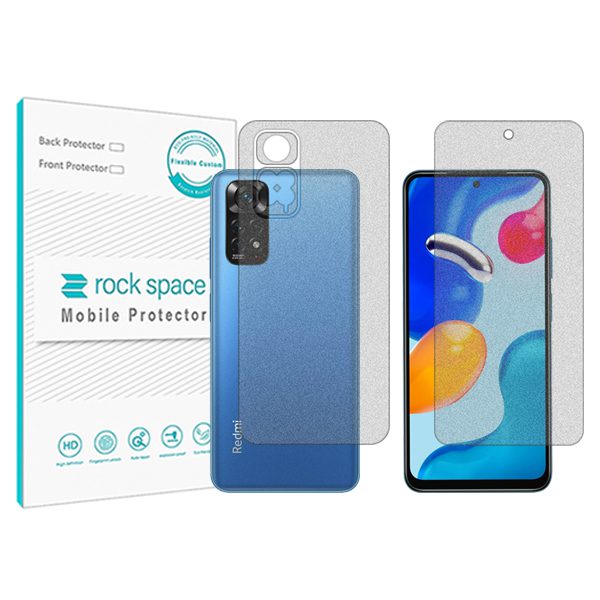 گلس صفحه نمایش و پشت گوشی شیائومی Redmi Note 11 International مدل نانو هیدروژل مات برند راک اسپیس کدSS