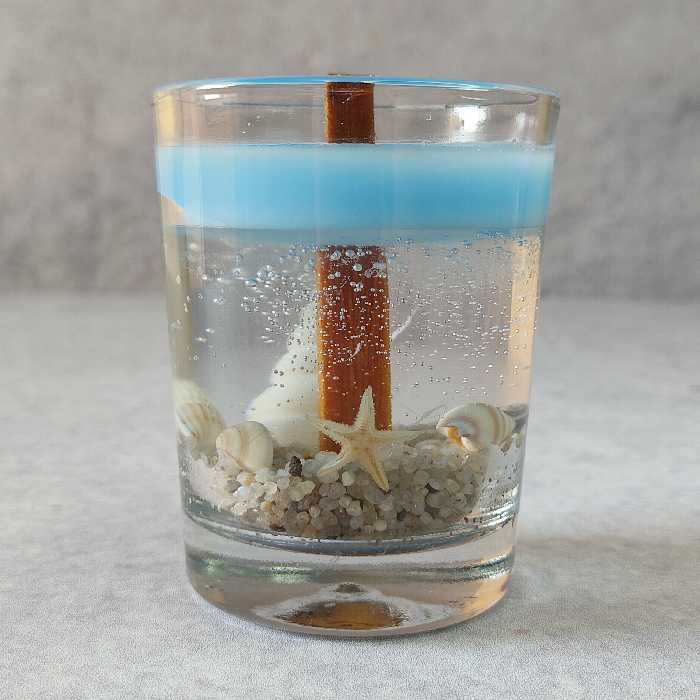 شمع آبی دریایی برای دکور و کادو با فتیله چوبی - ارسال رایگان