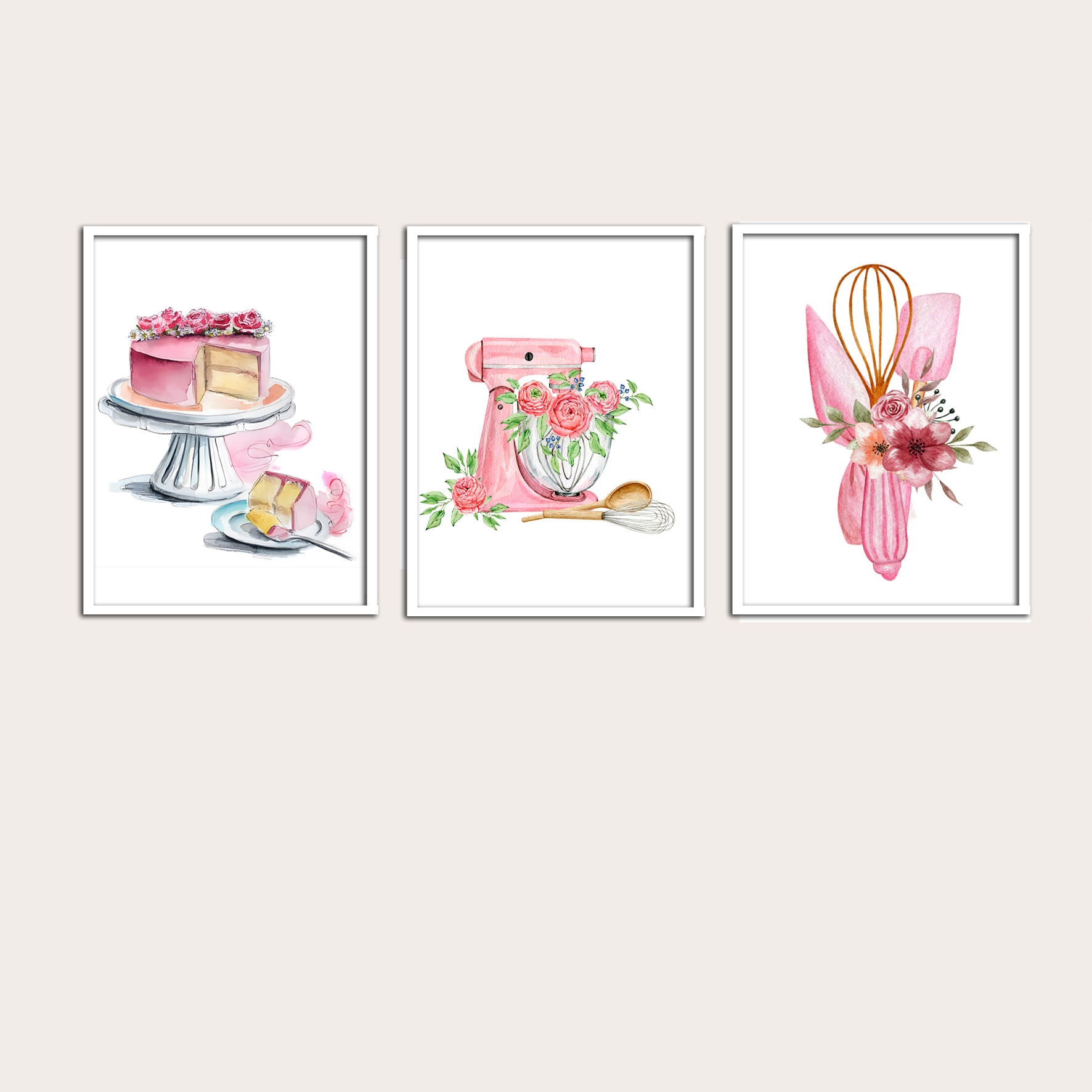 تابلو مدل اشپزخانه و کیک پزی کد 282 مجموعه سه عددی