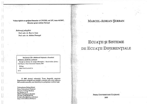خرید و دانلود نسخه کامل کتاب Ecuatii si sisteme de ecuatii diferentiale