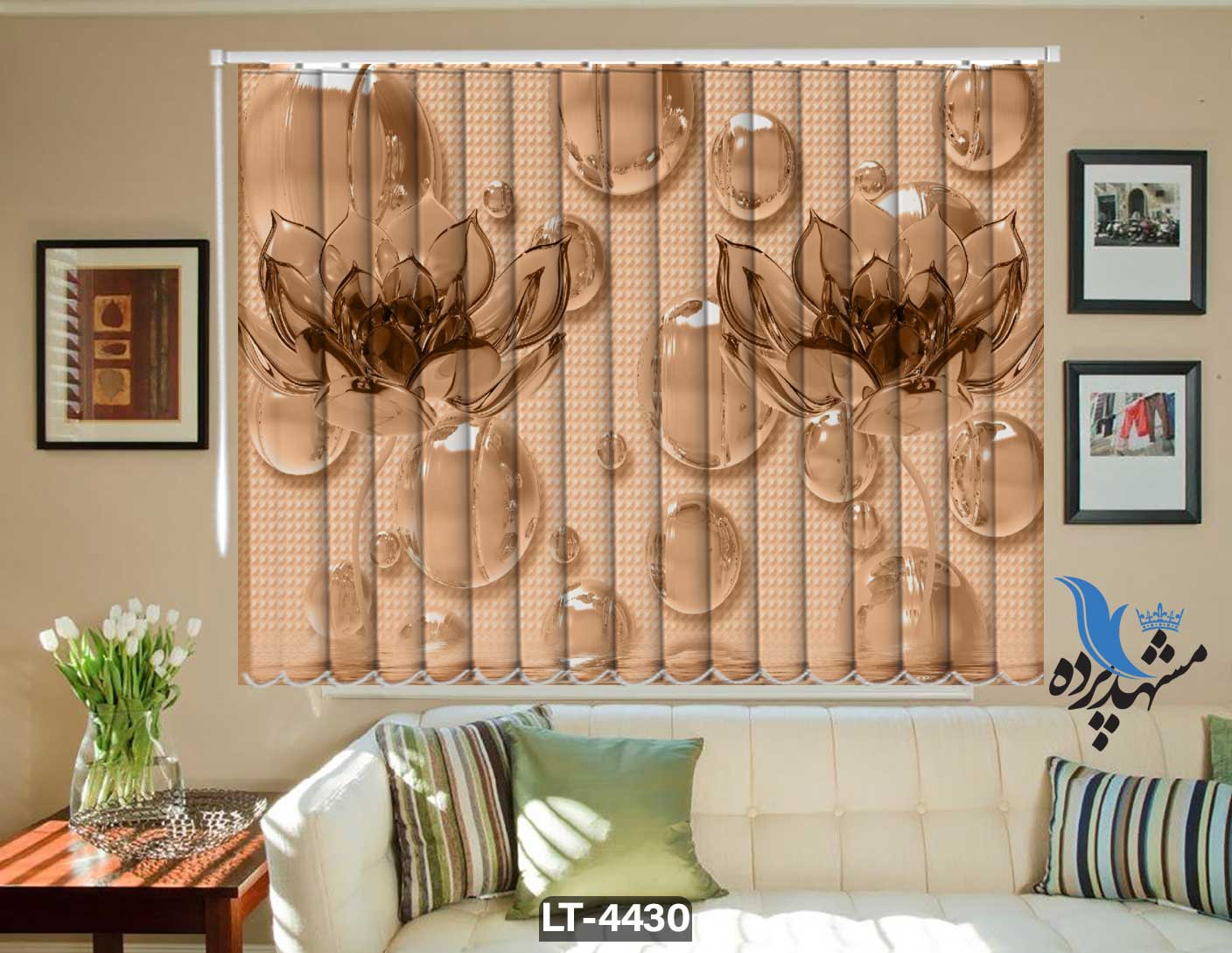 پرده لوردراپه تصویری گل LT4430