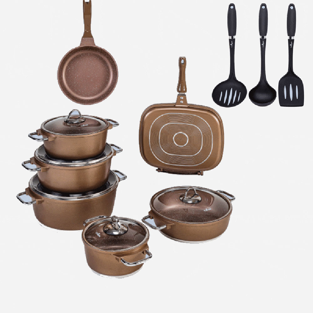 سرویس قابلمه 16 پارچه مونیخ طلایی یونیک کد 7654