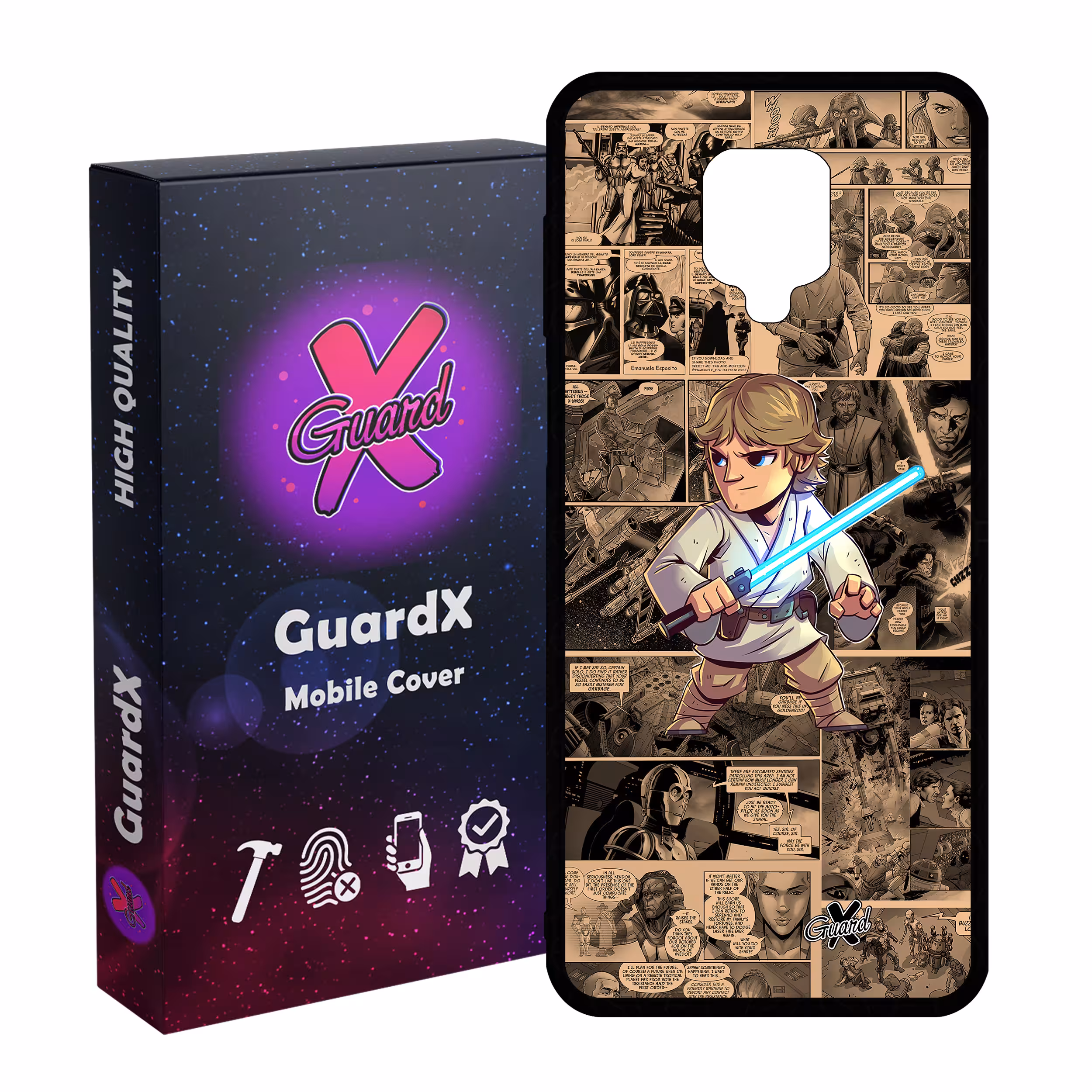 کاور گارد ایکس طرح جنگ ستارگان مدل Glass10525 مناسب برای گوشی موبایل شیائومی Redmi Note9 Pro/Note 9 Pro Max/Redmi Note 9S/MI Poco M2 Pro