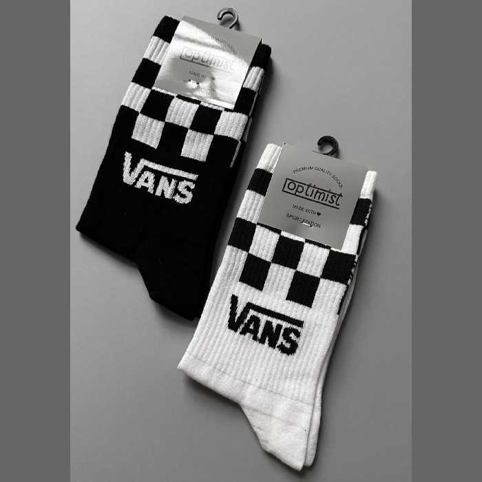 جوراب ساقدار طرح  Vans ساق شطرنج  اسپرت کش انگلیسی فری سایز