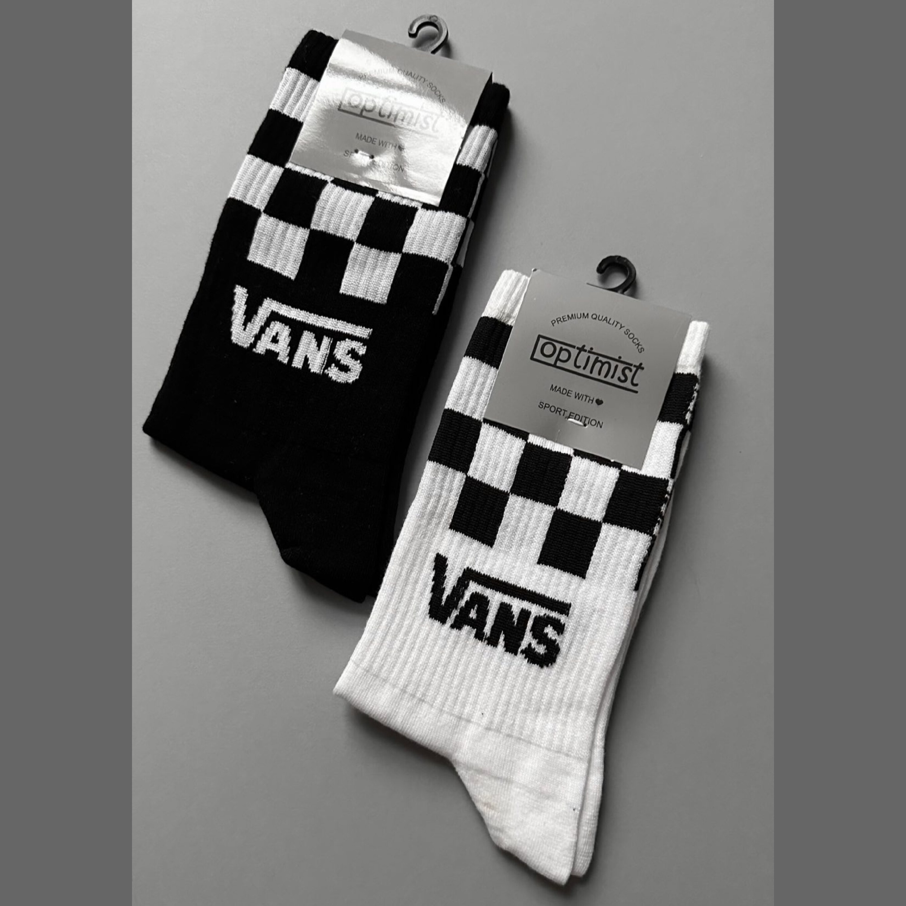جوراب ساقدار طرح  Vans ساق شطرنج  اسپرت کش انگلیسی فری سایز