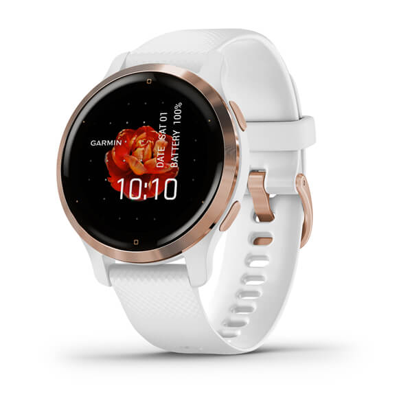 ساعت هوشمند گارمین مدل Venu 2S Rose Gold Stainless Steel Bezel with White Case and Silicone Band