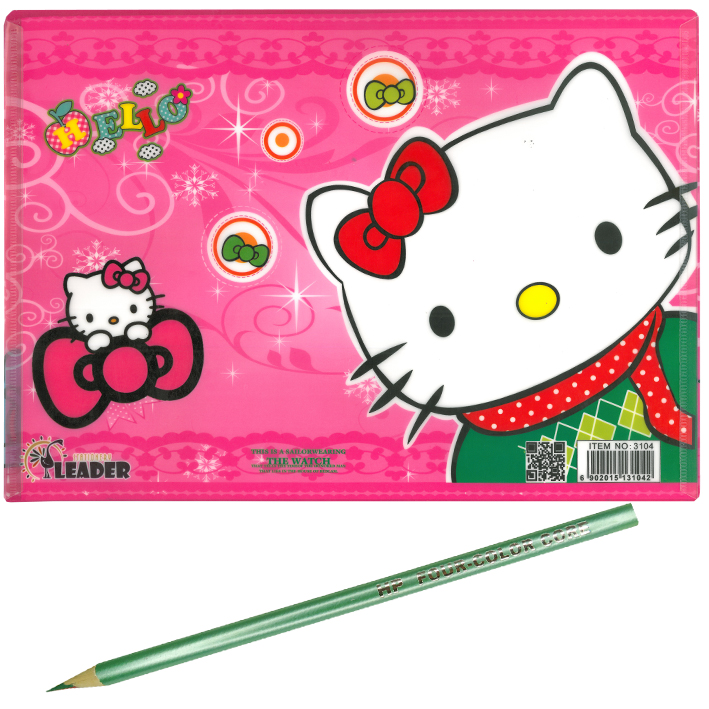 پوشه دکمه دار طرح گربه کد k2 به همراه مداد