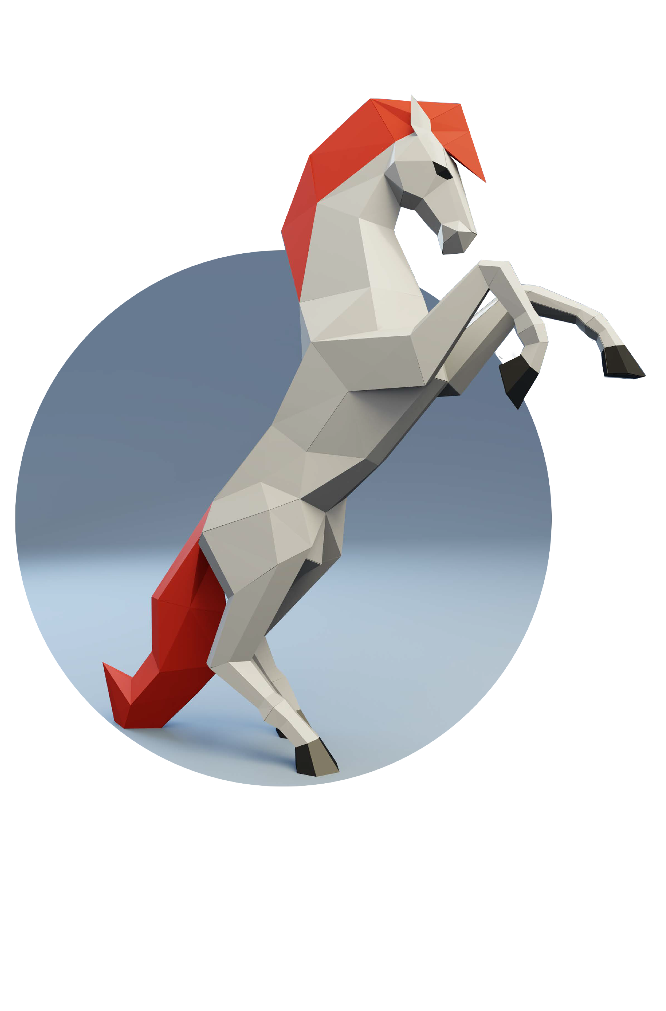 الگوی ساخت کاردستی  مجسمه مقوائی«اسب روی دو پا»