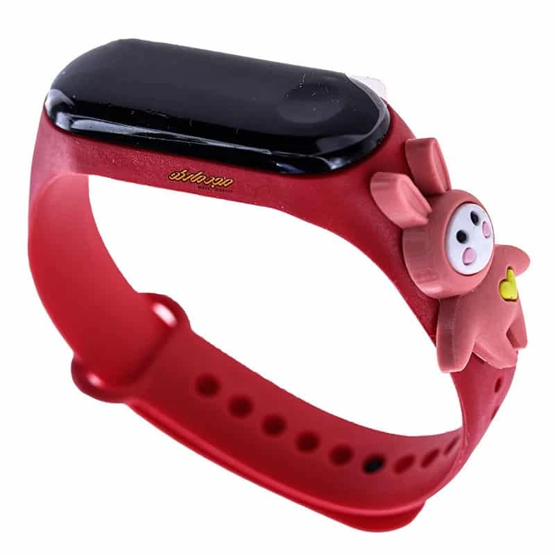 ساعت دیجیتالی بند سیلیکونی قرمز طرح خرگوش