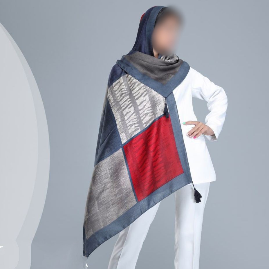 شال  نخی چهارفصل طرح مربع
