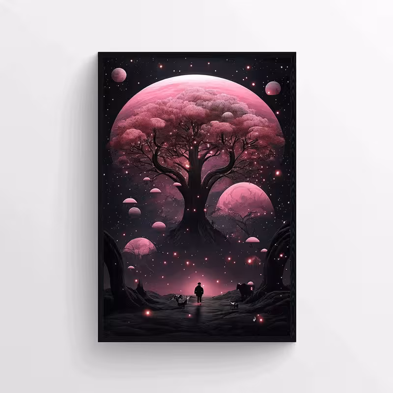تابلو طرح Tree In Night مدل AX30 | دنیای قاب