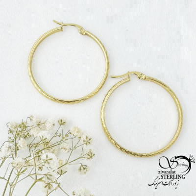 گوشواره استیل حلقه ای طرح طلا کد 16180