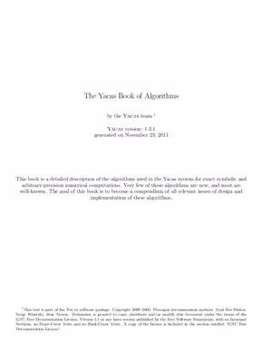 خرید و دانلود نسخه کامل کتاب The Yacas Book of Algorithms