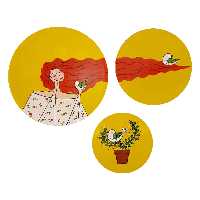  بشقاب دیوارکوب سفالی کد D89-A مجموعه 3 عددی