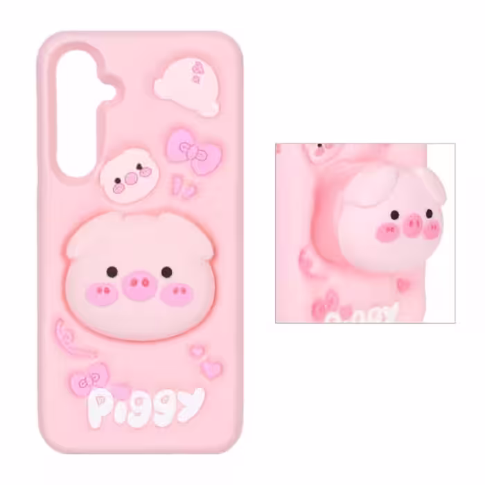 قاب گوشی موبایل سیلیکونی مدل Piggy عروسک برجسته فانتزی