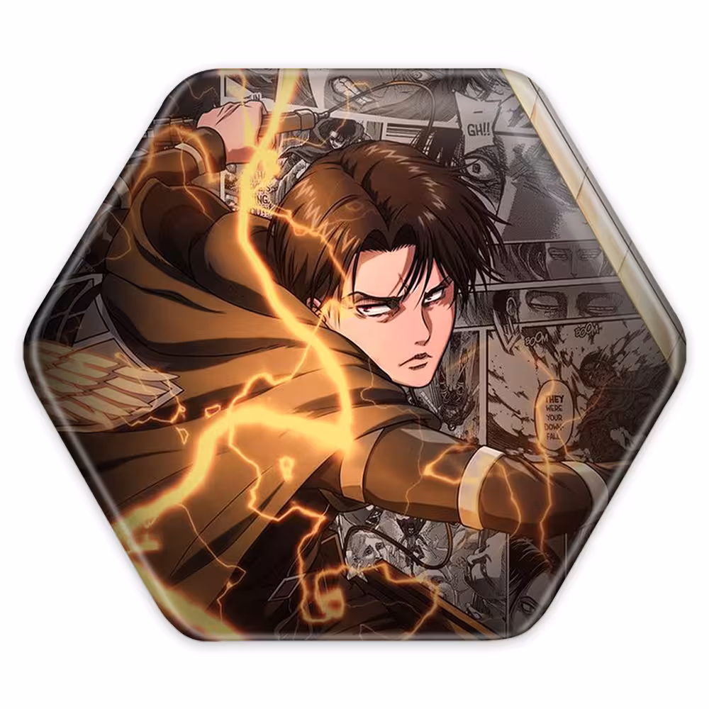 پیکسل خندالو طرح لیوای آکرمن انیمه اتک آن تایتان مدل شش ضلعی کد 11002