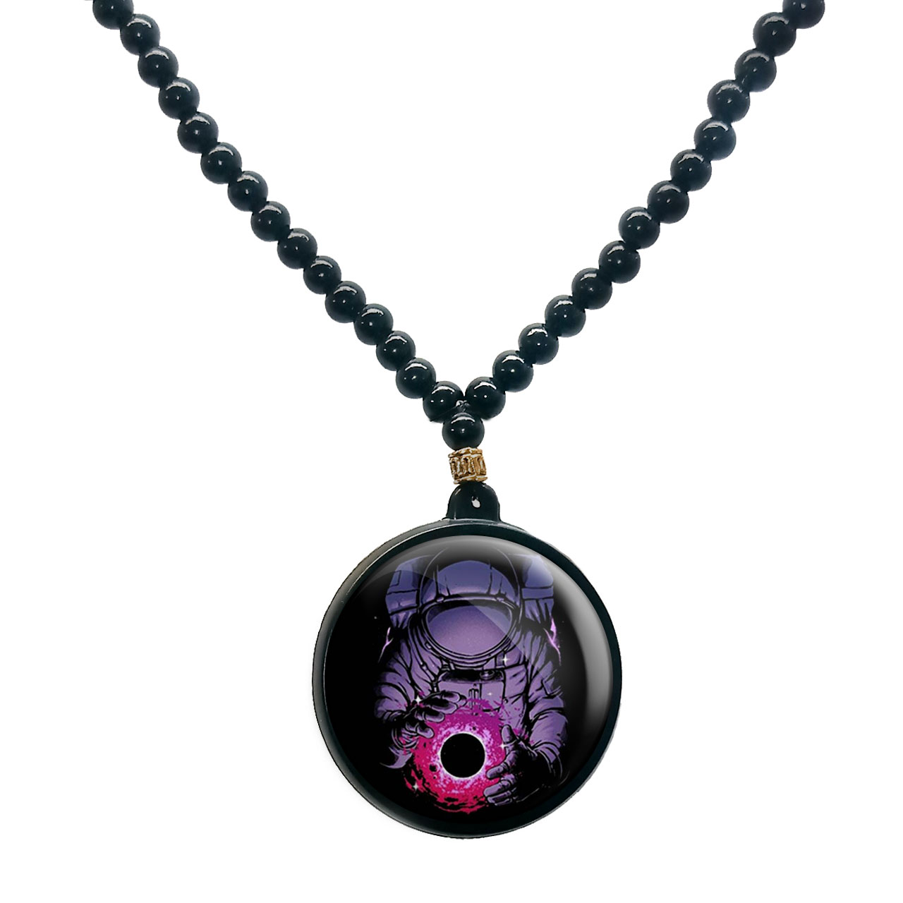 گردنبند پرمانه طرح فضانورد کد pmd.10401 مدل دو طرفه