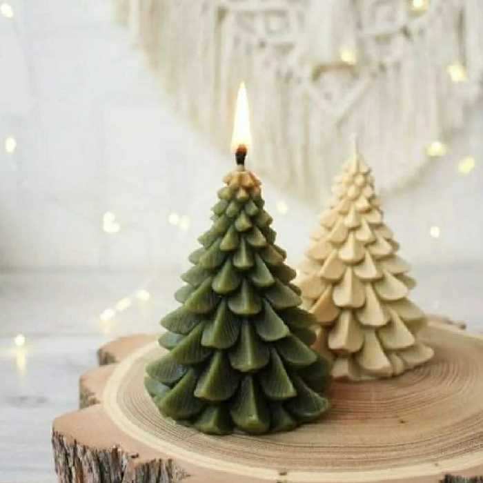 قالب شمع مدل سیلیکونی کاج طرح کریسمس